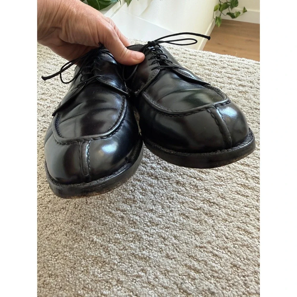 Allen Edmonds Bradley Split Toe Oxford Men 13 D Black Leather Dress Shoes USA